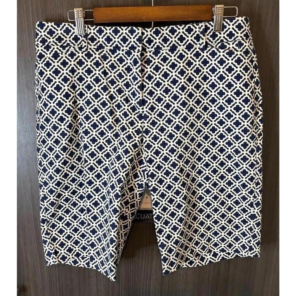 Talbots Perfect Shorts Womens 10 Multicolor Cotton Stretch Geometric Coin Pocket